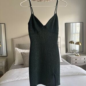 Forest green sparkly mini dress
